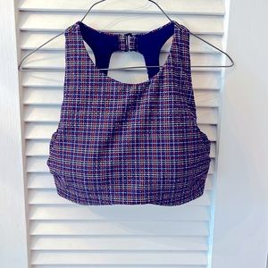 ATHLETA SWIM Multi-color Seersucker High Neck Crop Bikini Top - 34DD